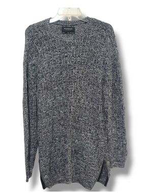 PacSun - Medium 100% Cotton Gray Marled Knit Crewneck Sweater With Zipper Side